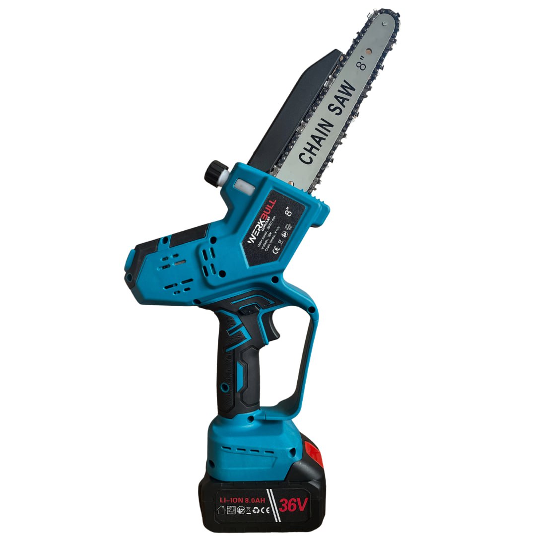 Γερμανικό Επαναφορτιζόμενο Αλυσοπρίονο Brushless 25cm με Αυτόματη Λίπανση και Οθόνη Επίπεδου Μπαταρίας + Δύο Σκληρυμένες Αλυσίδες